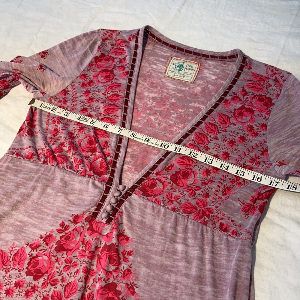 Free people boho tunic top floral romantic S - Picture 10 of 15